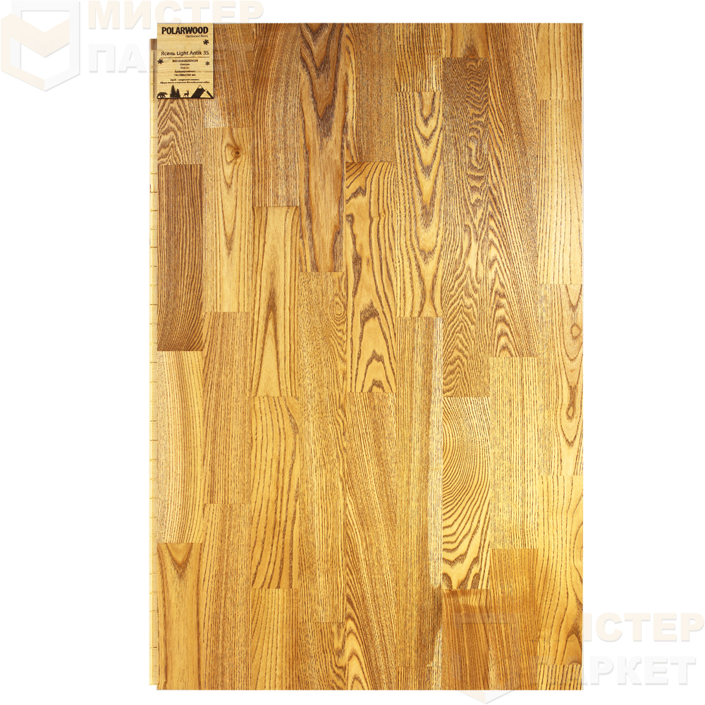 Паркетная доска PolarWood Ясень Светлый Античный 30313181A2524124 188 мм х 2266 мм