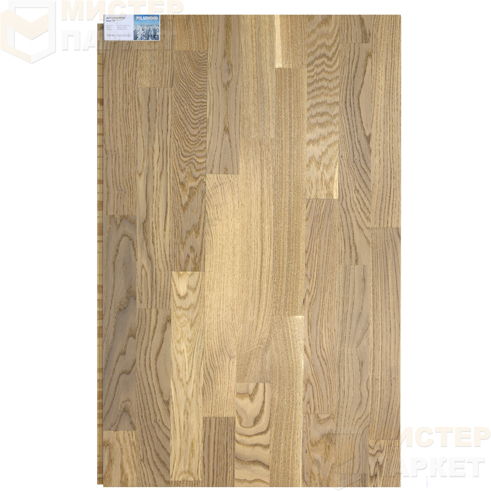 Паркетная доска PolarWood Дуб Уют Белый 3П