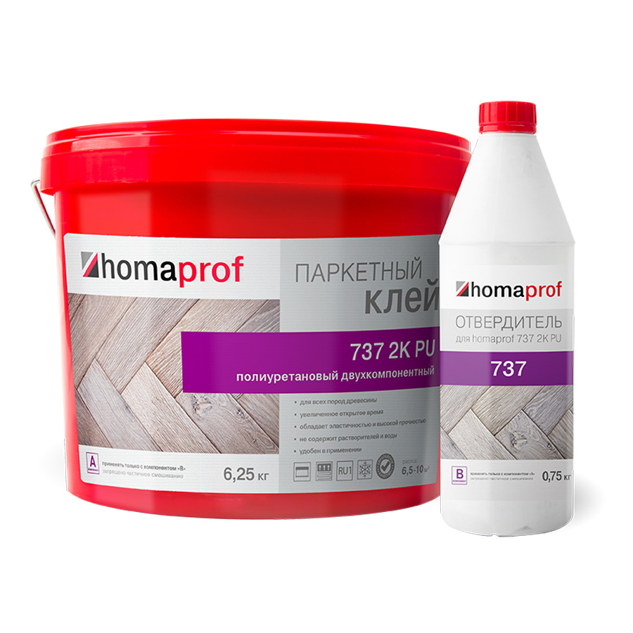 Клей Homakoll для паркета 737 2K PU Двухкомпонентный 7 кг