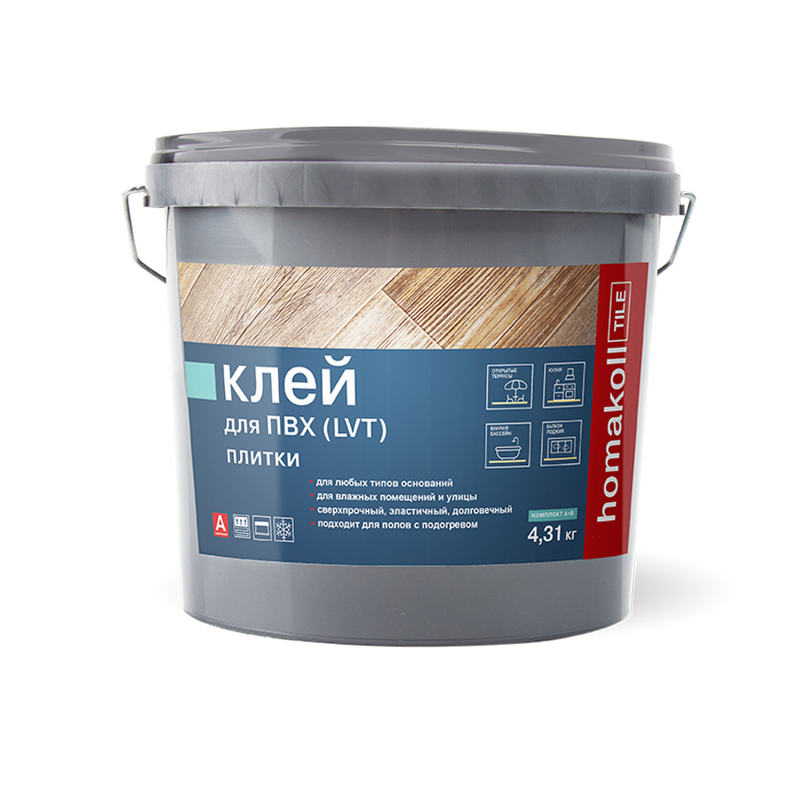 Клей Homakoll для LVT плитки TILE 2K PU Двухкомпонентный 4,31 кг